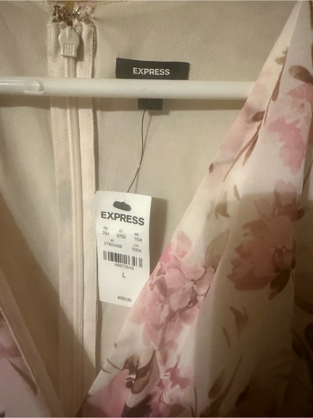 Express Pink Floral Ruffle Wrap Mini Dress - Picture 3 of 4